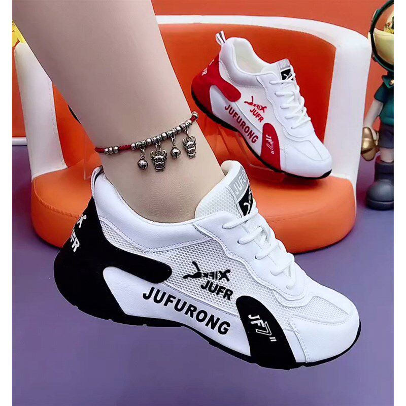 春新款网鞋女透气网面真皮软底轻便皮蓬老爹鞋时尚情侣休闲运动鞋