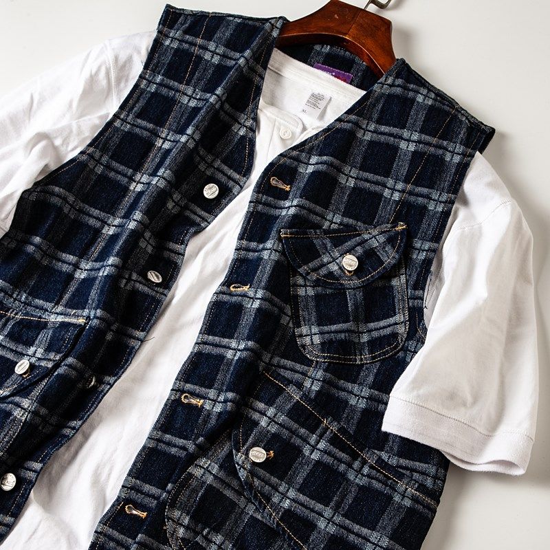美式多口袋工装格子马甲阿美咔叽男女日系复古休闲背心男潮牌外套,男装,常规马甲,淘宝优惠券,粉丝福利购,淘宝优惠卷