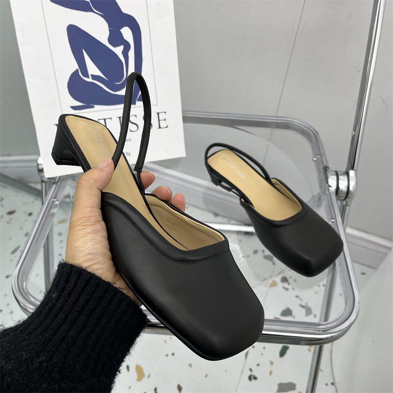 2022夏款新款 上新  牛皮真皮网红个性两穿方头设计感流行女凉鞋