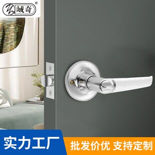 家用门锁把手 卧室门锁静音分体锁铝合金三杆执手锁黑色房门门锁