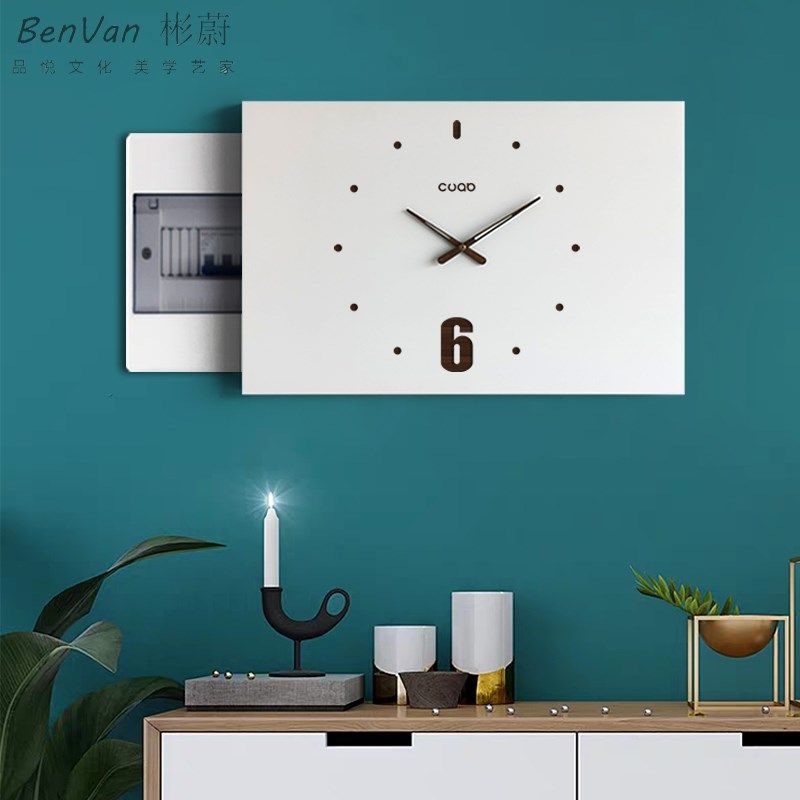 客厅 定做箱挂钟 装饰画框子盖板配电箱空气开关电闸北欧白色电表