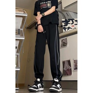 秋冬季青少年裤子男孩初中高中学生运动卫裤大童潮流帅气加绒加厚