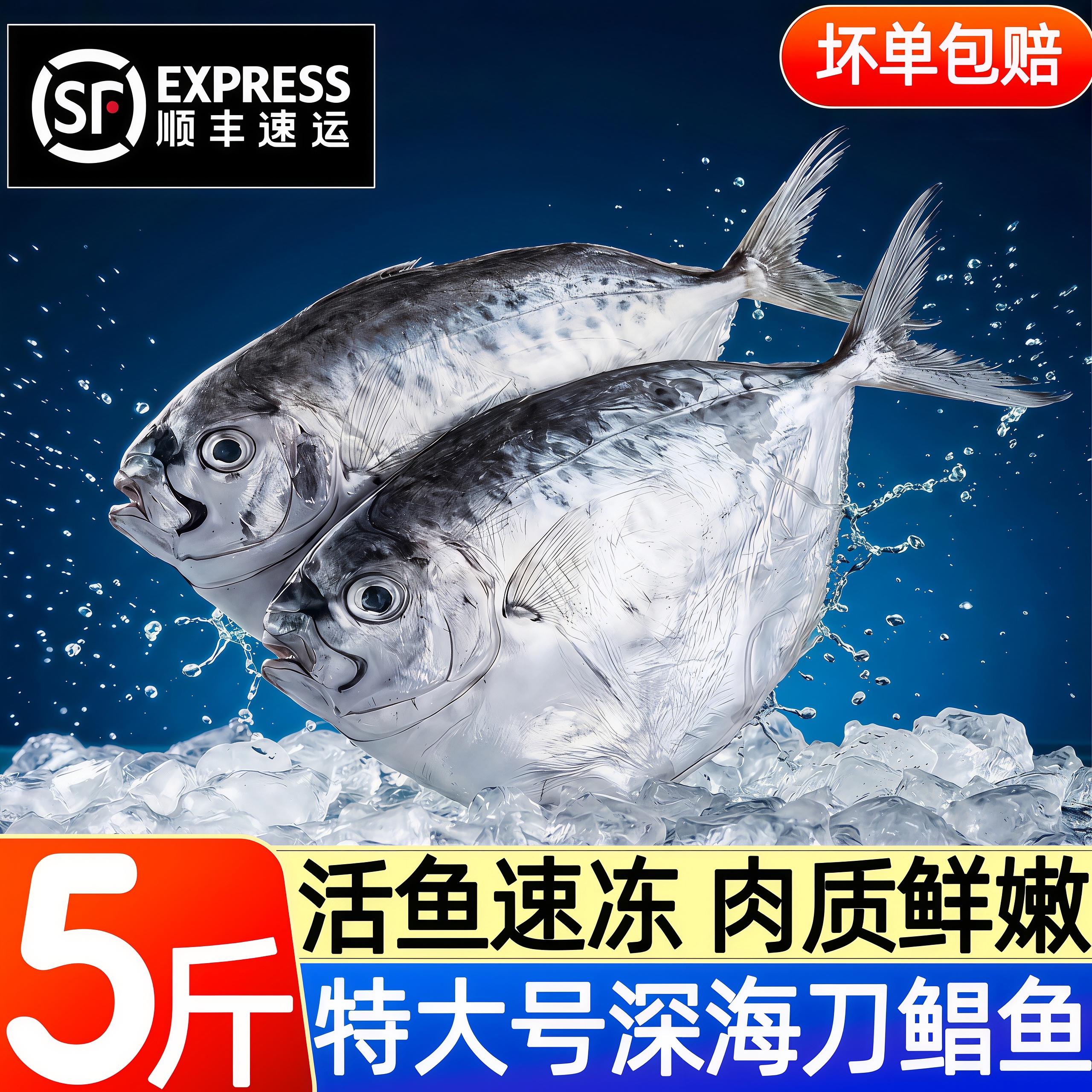 海捕刀鲳鱼新鲜冷冻银鲳鱼顺丰