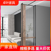 家用客厅入户透明长虹玻璃轻奢室内玄关架实木铁艺屏风隔断墙装 饰
