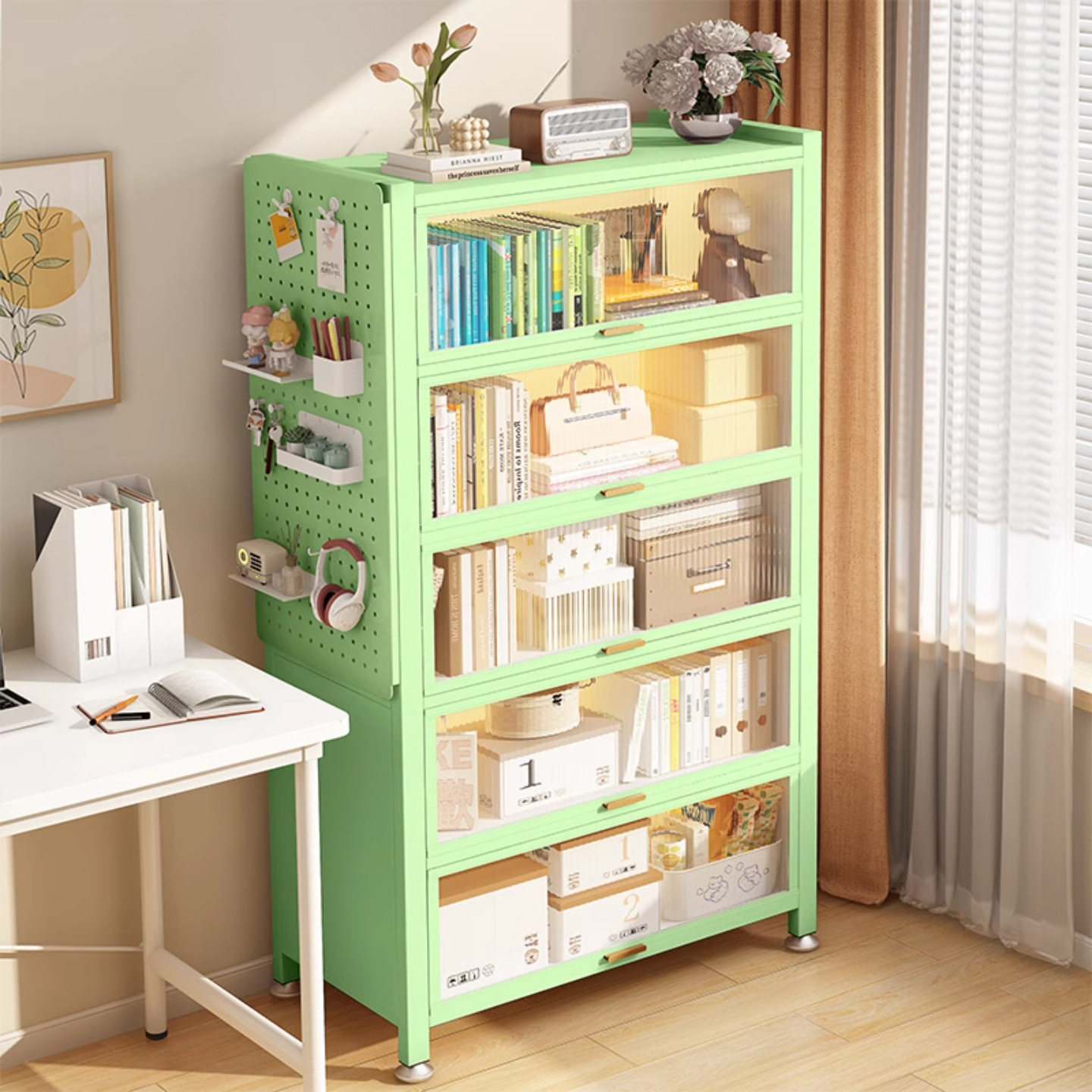 防尘铁艺彩色家用书柜客厅卧室多层落地置物柜学生儿童书架收纳柜,智能设备,其他智能配件,淘宝优惠券,粉丝福利购,淘宝优惠卷
