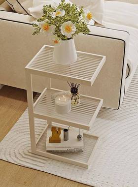 奶窄油风置客厅沙发边几玻架璃AL102256角几家用落地置物极床头柜