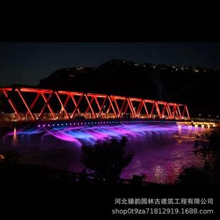 582饰直设备 桥体一维体喷泉头喷摇摆喷水幕水帘桥灯光亮化水景装