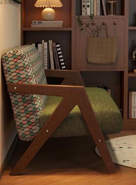 美式复古木沙发中古风实小双户UTK型客厅公寓酒店民人宿布艺小沙