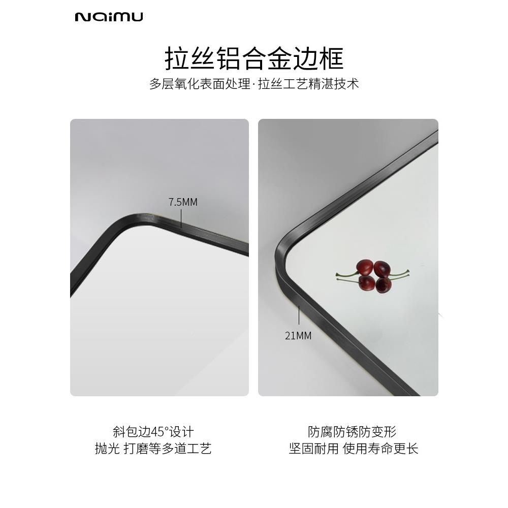 t穿衣镜身全落地镜框贴墙壁挂黑式入户FVCf试衣镜客厅家用挂墙镜