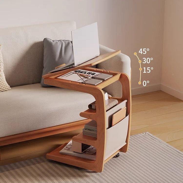 木OHK沙发边几实可移动客带轮厅侧架边柜床头置物家用茶几小户型