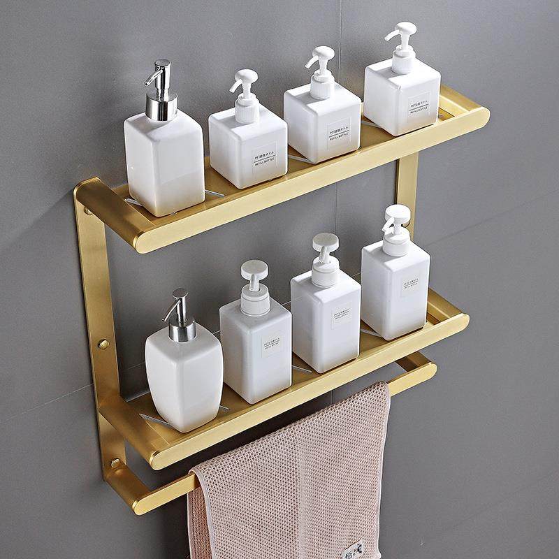 巾太空置铝双层浴室物架OCS毛杆沐浴托盘加粗卫生间纳收架