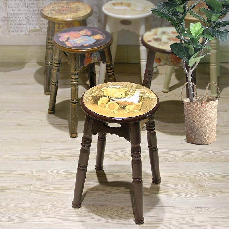 6R实木圆凳家子用客厅现成代F75567JM简约质板凳人时尚创意餐桌木