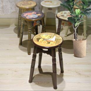 6R实木圆凳家子用客厅现成代F75567JM简约质板凳人时尚创意餐桌木