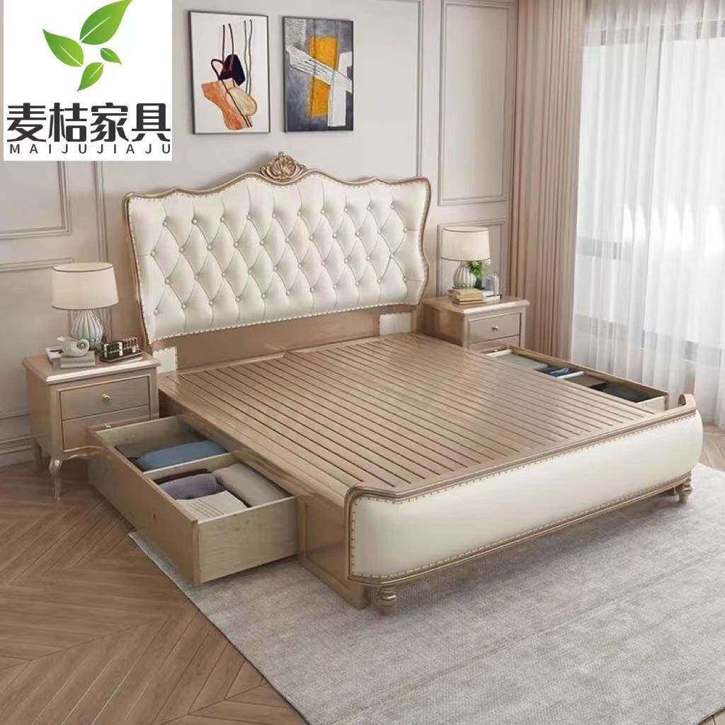 美式轻实木奢床1.8RLX米网红单主卧大床1欧.5米简约人床式公主床