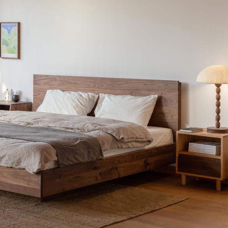 MUMO木墨悬浮床北美黑胡桃樱桃木日式实木现代简约卧室双人无床头