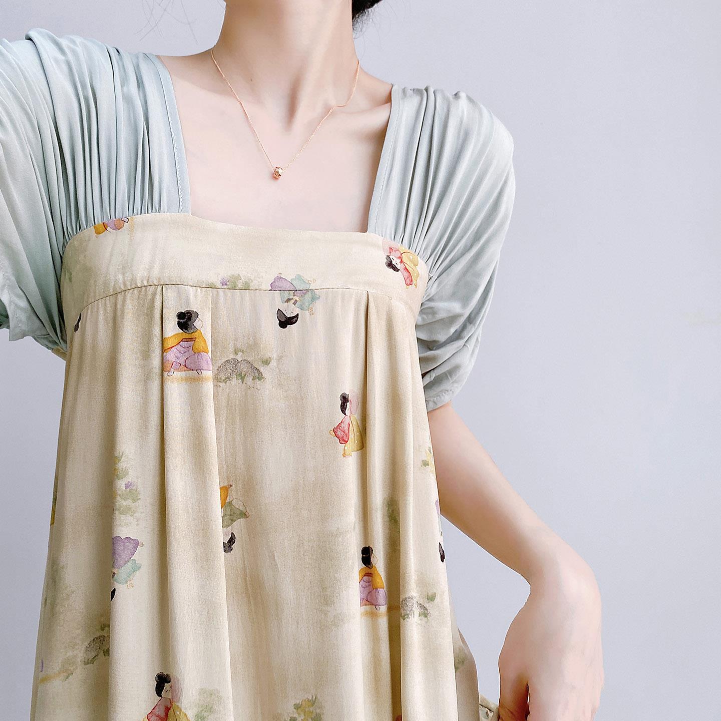 国风睡裙女夏短袖棉绸宽松大尺码可外穿家居服套装夏天睡衣覆古长