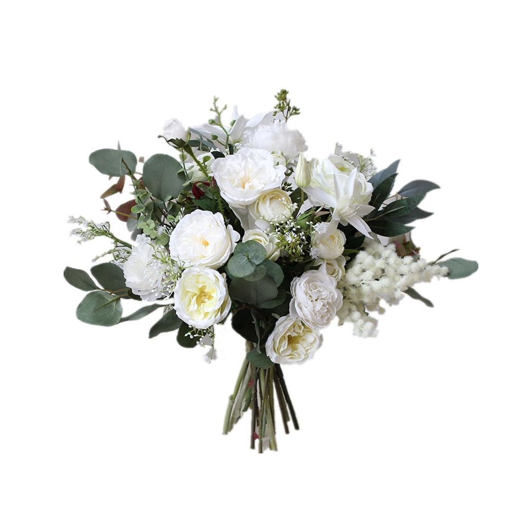 彷真玫瑰花束森系新娘手捧花彷真花假花装饰摆件旅行摄影道具摆件