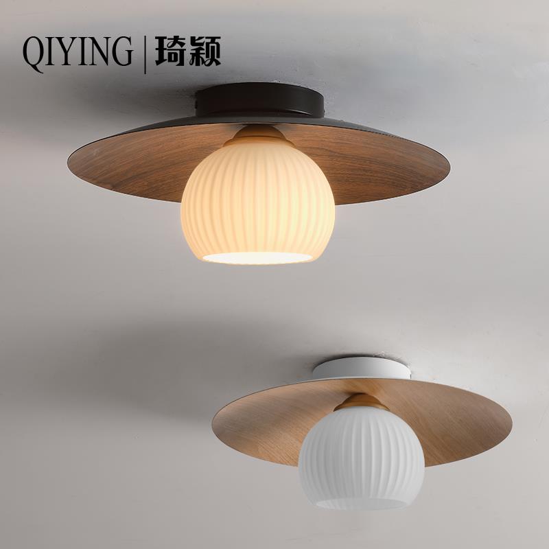 人体感应阳台入户玄关衣帽间吸顶灯日式侘寂风复古木纹过道门厅灯