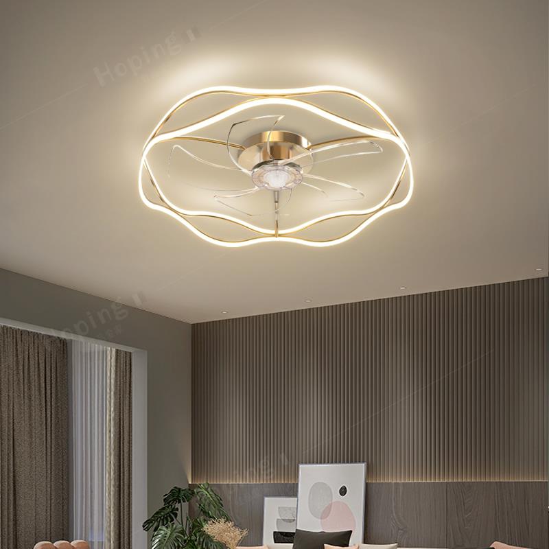 隐形卧室吊扇灯客厅家用一体轻奢吊扇灯现代简约2025年新款吸顶灯