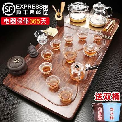 全自动茶盘底部上水玻璃烧水壶一体功夫茶具套装整套家用简约茶台
