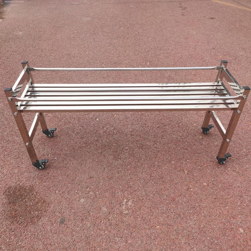 不锈钢单层阳台室外室外地板站立式储物架多肉架兰花移动花架带轮