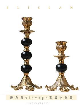 特价欧式复古纯铜雕花烛台亚克力法式蜡烛全铜家居摆件餐桌装饰