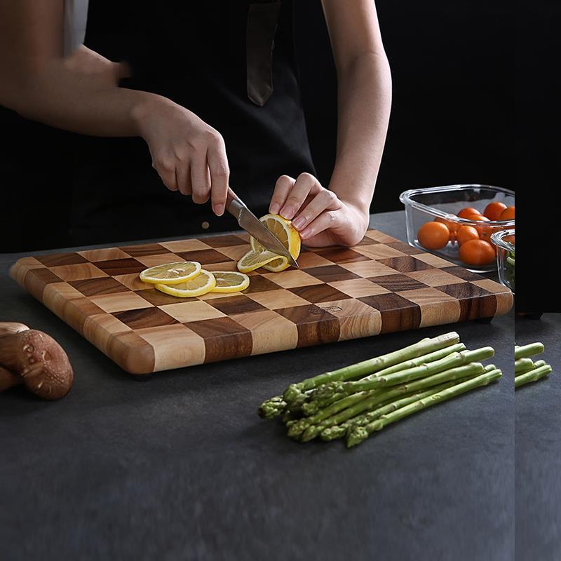 lcliving泰国相思木切菜板粘板家用实木按板砧板厨案板棋盘格水果