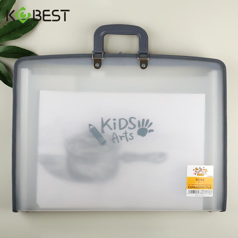 康百A3手提拉链风琴包多层文件夹可爱办公用文件袋8k收纳盒插页试