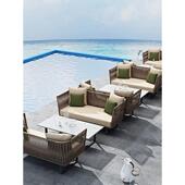 户外沙发庭院露天藤编双三人藤编椅防水防晒花园休闲藤椅茶几组合