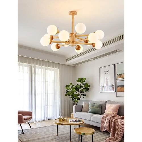 斯堪的纳维亚魔豆客厅枝形吊灯实木大气餐厅卧室灯日式风格原木风