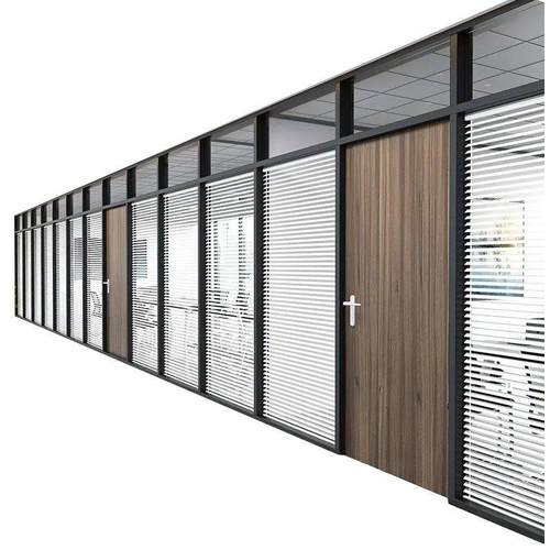 办公室玻璃隔断墙双玻百叶高隔间会议室定制钢化磨砂屏风现代简约