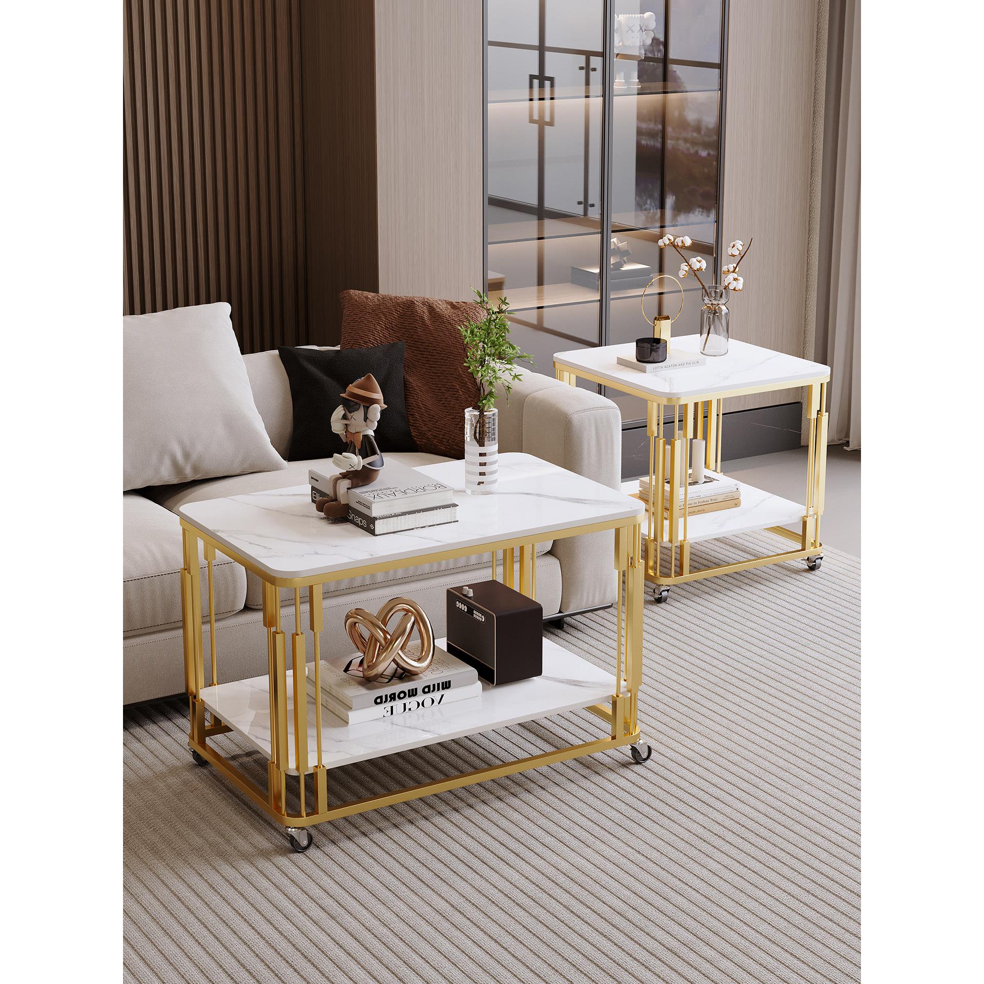 意式极简沙发边几可移动岩板茶几小推车客厅家用高级感轻奢置物桌