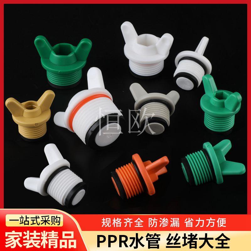 PPR塑料丝堵4分6分1寸1/2外丝堵头带皮圈