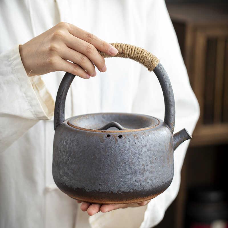提梁壶大容量大号泡茶围炉煮茶壶陶壶陶瓷壶明火加热电陶炉煮水壶