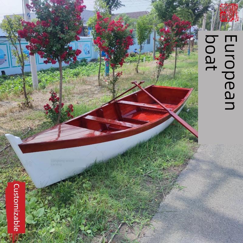 户外尖欧洲致敬拉装饰木船水景观摄影道具博物馆小木船模型船