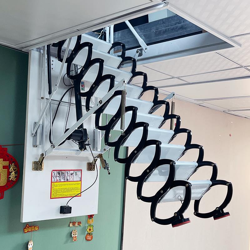 电动阁楼伸缩楼梯家用折叠升降隐形小覆式二楼隐藏式全自动爬梯