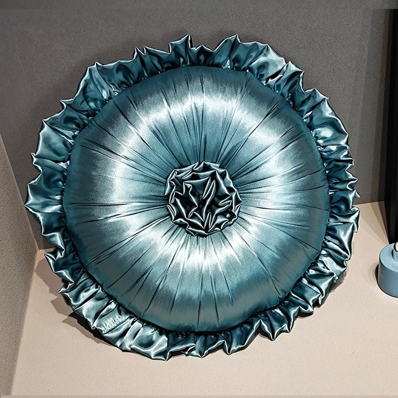 欧式抱枕新古典沙发靠垫床品装饰圆枕彷真丝午睡南瓜枕含芯轻奢