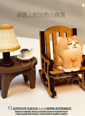 木雕工位情绪稳定小熊摆件桌面圣诞节礼物情侣解压治愈系礼物女生