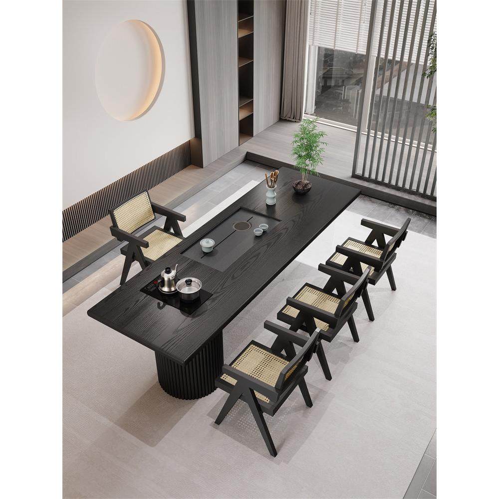 Wabi-Sabi风格实木碳化茶几黑色实木大桌子商务接待茶会洽谈桌椅,住宅家具,家用茶台/茶桌,淘宝优惠券,粉丝福利购,淘宝优惠卷