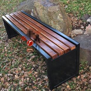 户外社区庭院公园椅铝合金公共座椅步行街休闲座椅不锈钢塑木靠背