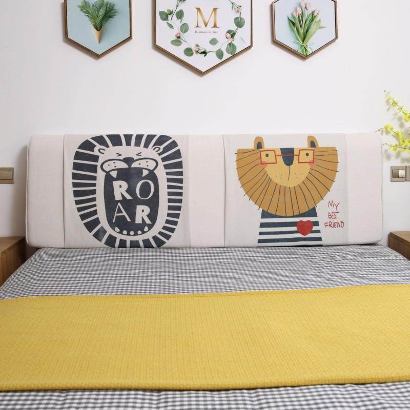 北欧定做床头板软包双人实木床靠垫床头罩榻榻米无床头靠垫可拆洗