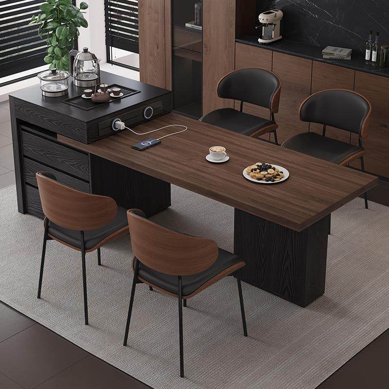 岩板岛台餐桌一体可伸缩家用小户型吃饭桌子现代简约餐桌椅组合