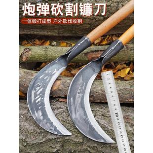 手工锻打镰刀砍割两用刀砍柴刀户外开荒割草砍柴多功能一体弯刀