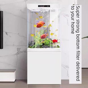 鱼缸客厅中小型生态底滤落地壁挂式 方形水族 家居景观超白玻璃立式