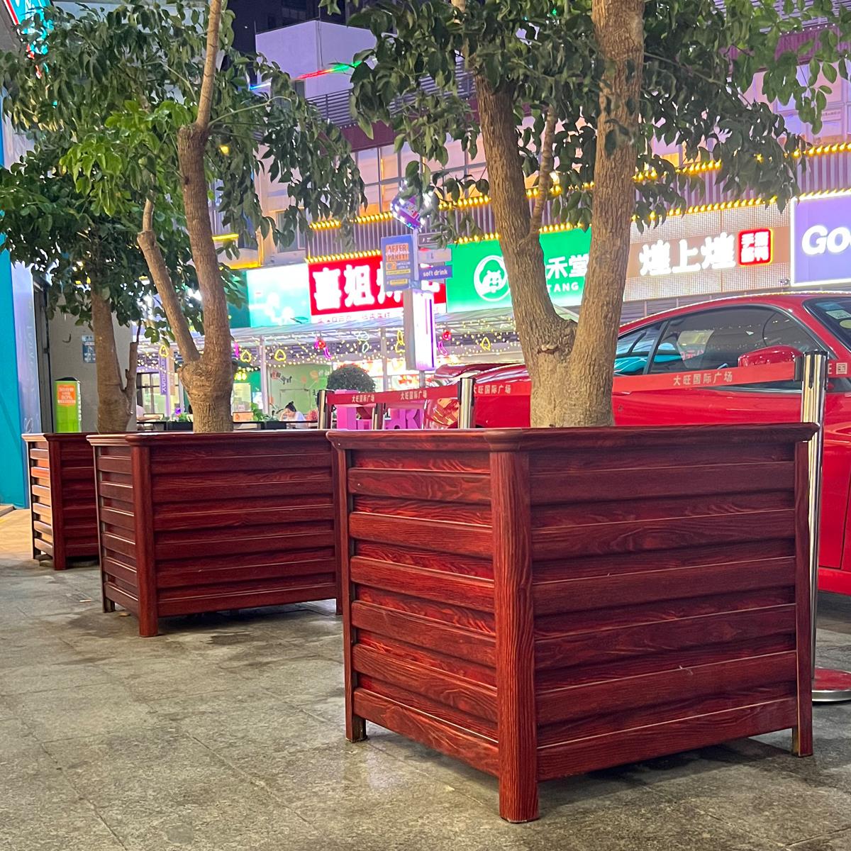 定制户外特大号铝合金花箱不锈钢种植树盆道路市政铁艺正方形花槽