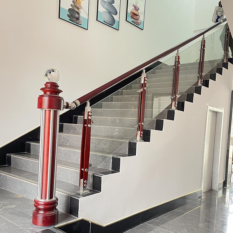 楼梯扶手护栏农村自建房楼梯室内家用钢化玻璃阳台栏杆不锈钢立柱