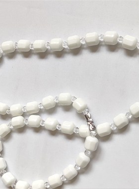 托玛琳白色8角水晶项链 罗麦珠款锗石电气石派石远红外负离子手链