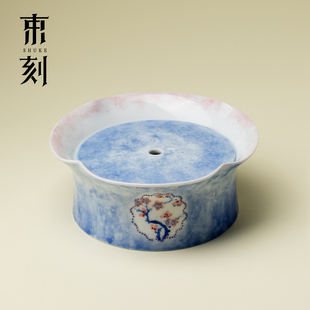 束刻国风踏雪寻梅开窗高台壶承储水式干泡盘高档禅意沥水茶台茶盘