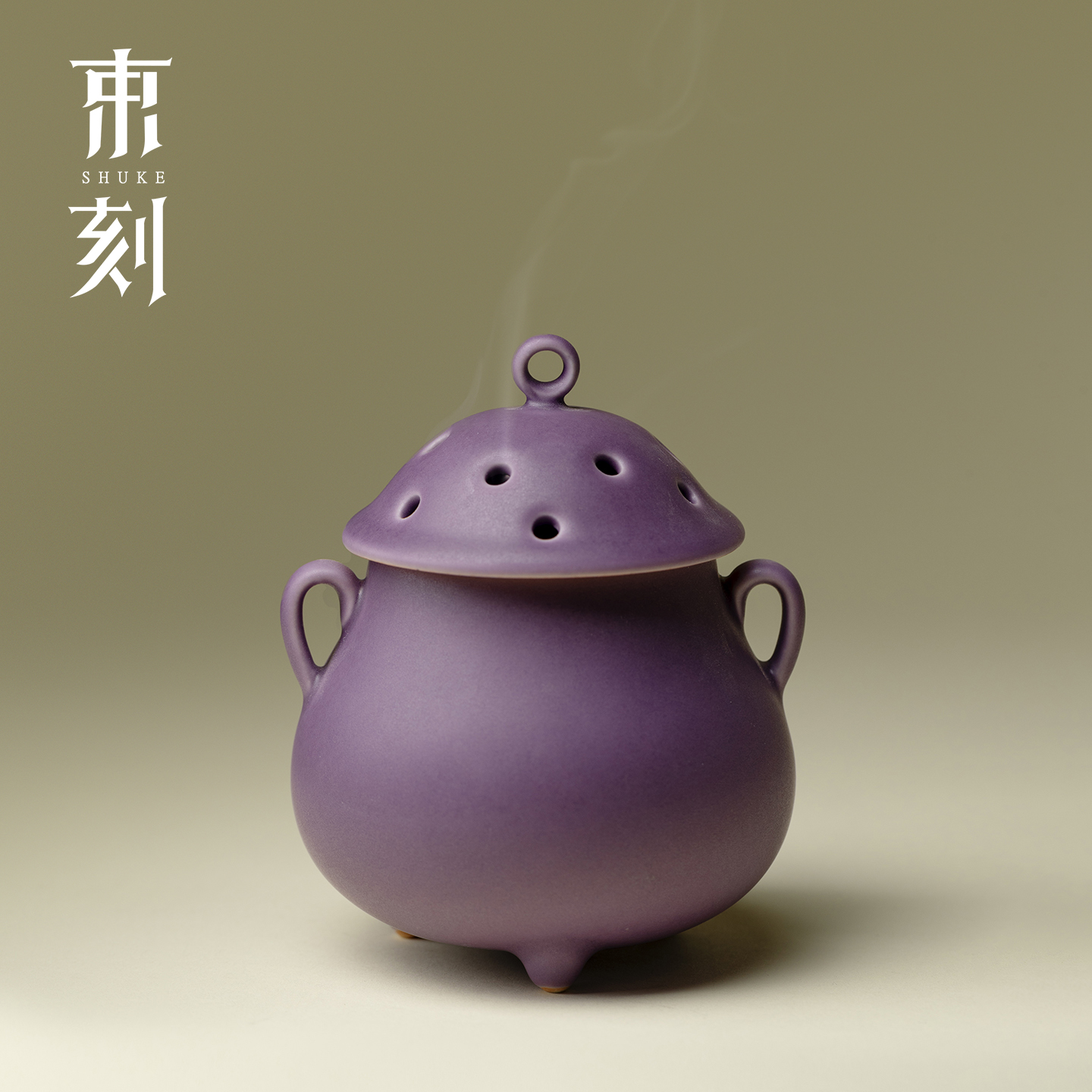 束刻紫韵陶瓷空弦香炉高档精美盘香炉禅意室内沉香檀香熏香炉摆件