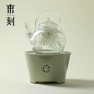 束刻梨絮耐高温玻璃电陶炉套装家用烧水养生耐热泡茶壶保温电热炉